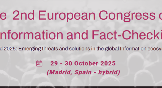 Conference banner for the 2nd European Congress on Disinformation and Fact-Checking, organised by UC3M MediaLab, 29–30 October 2025 in Madrid